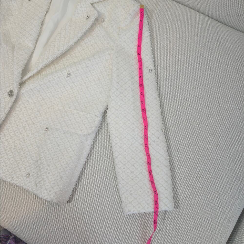 Morphine Fashion Pearl Crystal White Bridal Blazer Jacket XL NWT - Picture 9 of 11